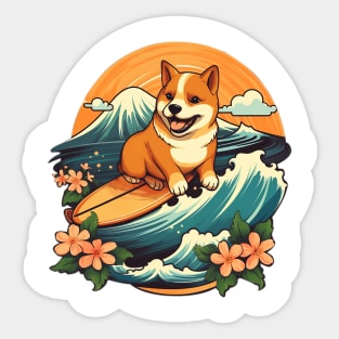 Surfing Shiba Inu Sticker